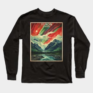 Yukon Canada Starry Night Vintage Travel Poster Tourism Long Sleeve T-Shirt